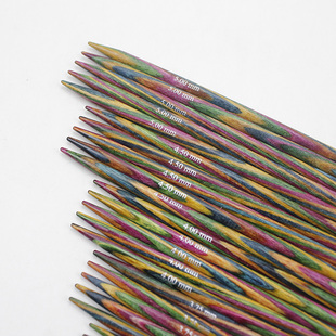 KnitPro Symfonie 彩木双头直针袜子袖子编织针 桦木进口编织工具