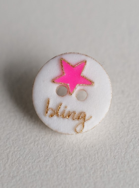 12mm1颗价英国Textile Garden鎏金细闪bling绯霞镜面许愿星白纽扣