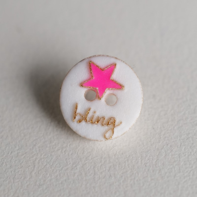 鎏金细闪bling绯霞许愿星白纽扣