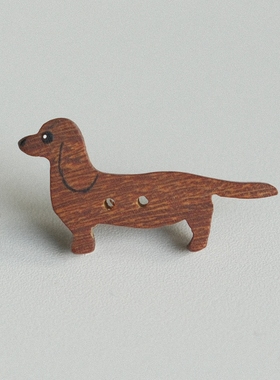 19mmx37mm一颗价格德国JIM深棕色迷你腊肠狗造型童趣纽扣