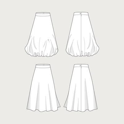 瑞典气球半身裙裁剪纸样XS-L码