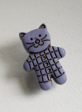 18mm高13mm宽一颗价格英国Textile Garden紫蓝色兵马俑造型猫纽扣