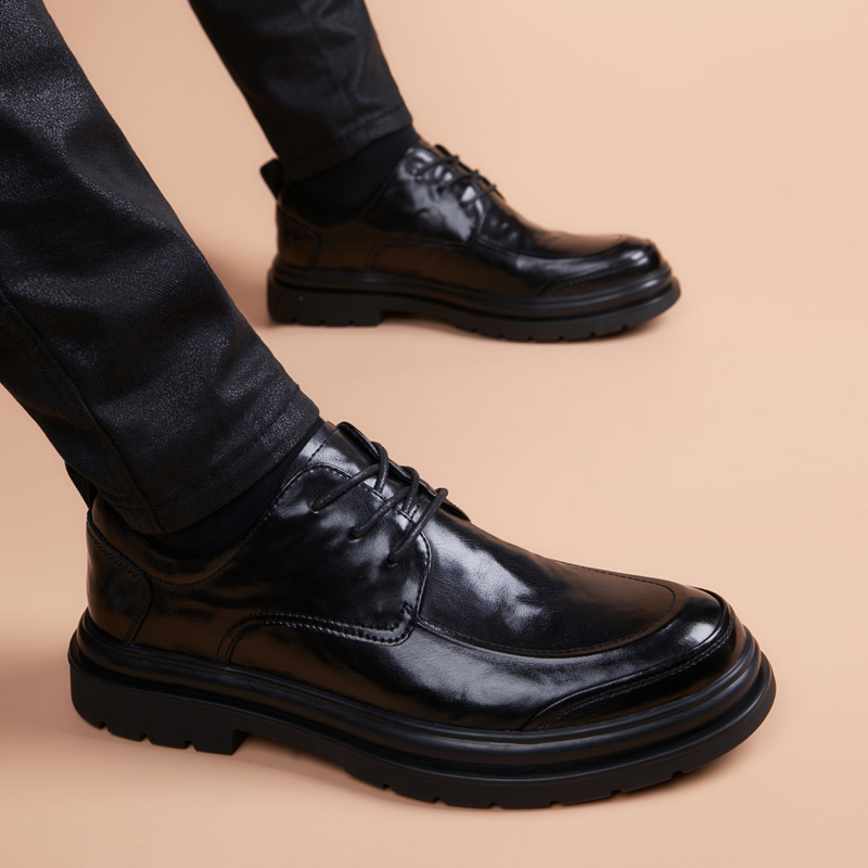 皮鞋男款2025新款牛皮正装商务黑色英伦防臭透气软底男士休闲皮鞋