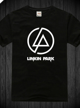 linkin park 林肯公园 黑色t恤纯棉宽松透气休闲圆领短袖男体恤衫