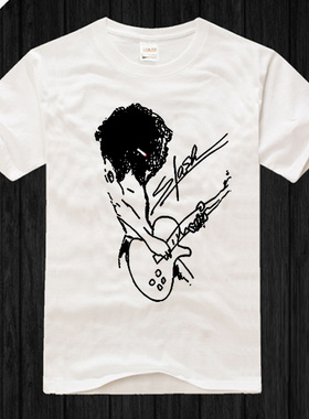 Guns N' Roses 枪花 白色纯棉t恤宽松摇滚圆领短袖人物汗衫体恤男