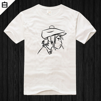 颓废摇滚乐队白色t恤圆领短袖