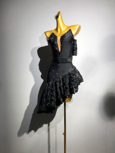 2385 拉丁舞比赛服国标舞钻服儿童蕾丝花服L 路其尔 高定成人新款