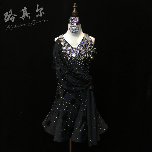 路其尔儿童国标拉丁舞比赛表演服成人烫钻演出服2020特价L-福利款