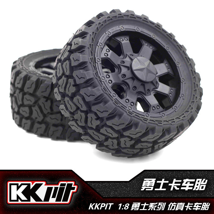 [KKPIT 공식] 1:8 빅풋 타이어 워리어 타이어 트럭 타이어[차량당 4개 허브 스폰지 포함]