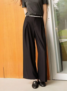 CHESTER CHARLES | 2026新款 腰头logo织带羊毛高腰阔腿西裤