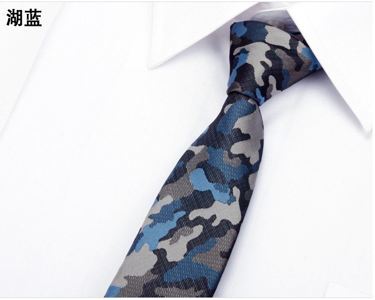 韩版窄领带 6.5cm男士时尚休闲领带 韩式复古天蓝色迷彩色型男潮