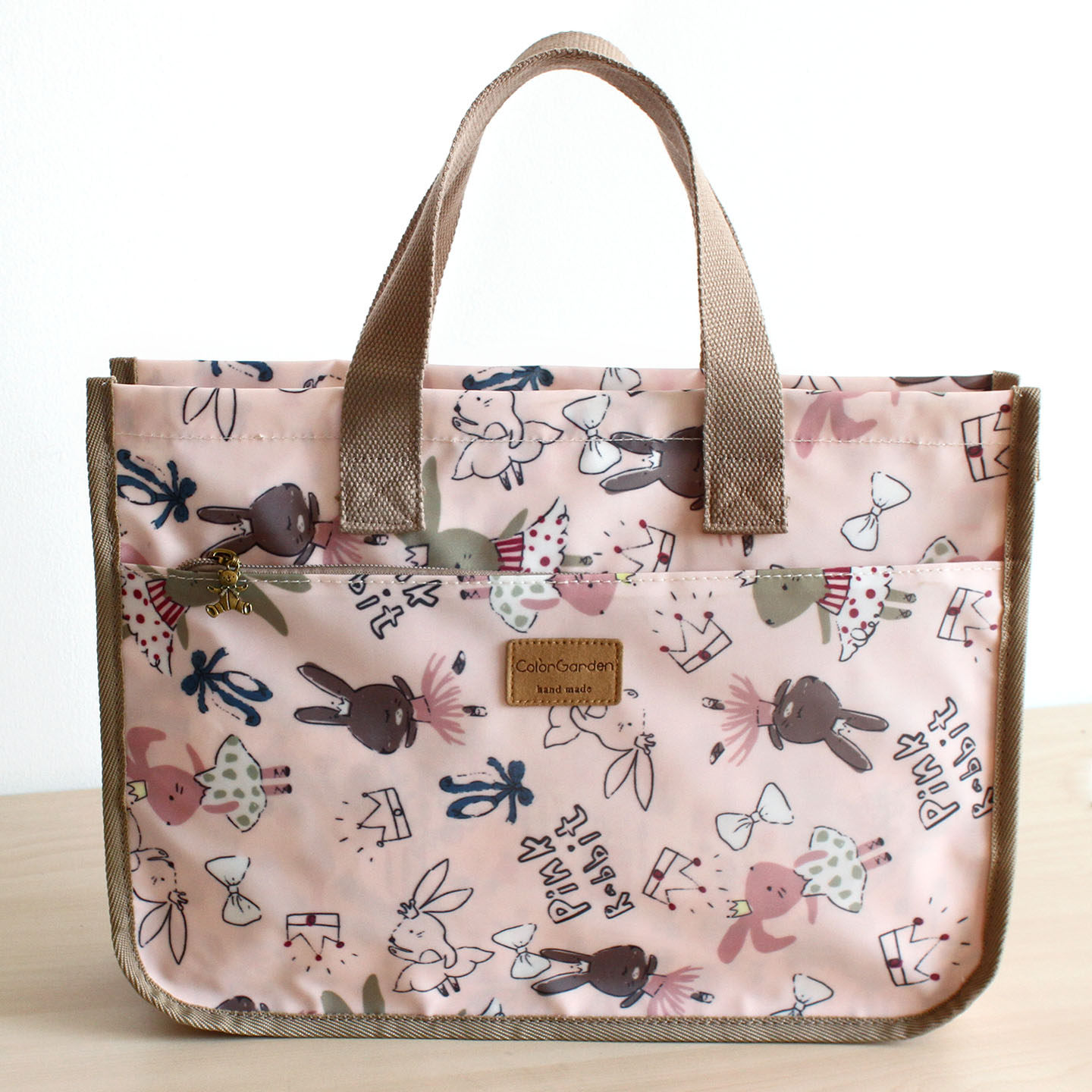 可爱兔子小熊拉链A4文件包防水牛津布电脑包资料证件补课书袋