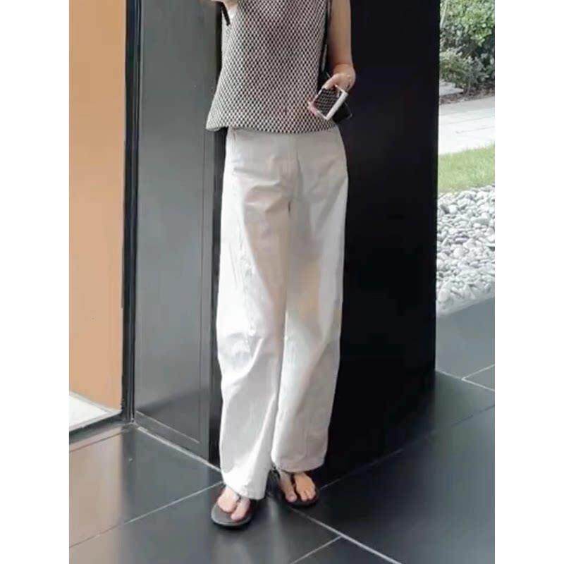 白色阔腿裤女2025新款夏季薄款休闲裤简约时尚百搭小个子高腰长裤