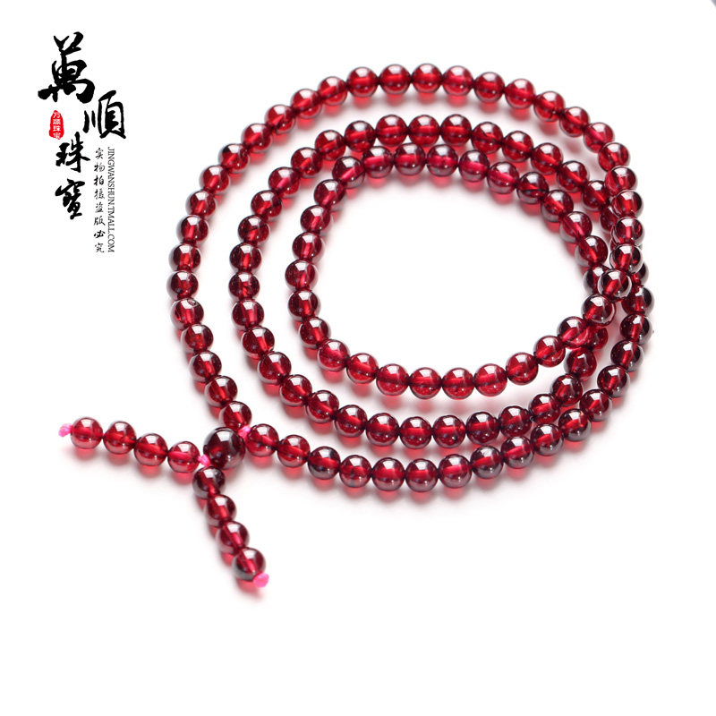 天然石榴石佛珠手链女