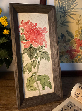 手绘国画中国风菊花中式摆件
