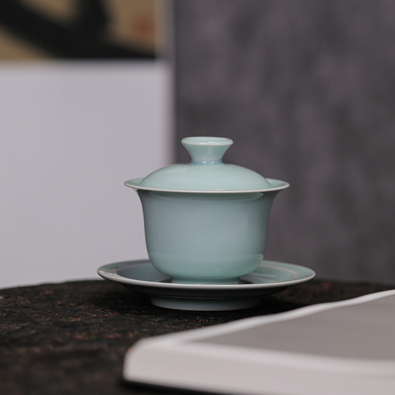 稀雀&南窑笔记 玉如意青瓷盖碗茶具茶器礼盒容量约130ml