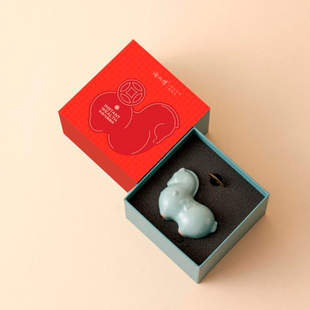 [林依轮直播间]稀雀 山明汝瓷马上有钱桌面摆件汝瓷摆件