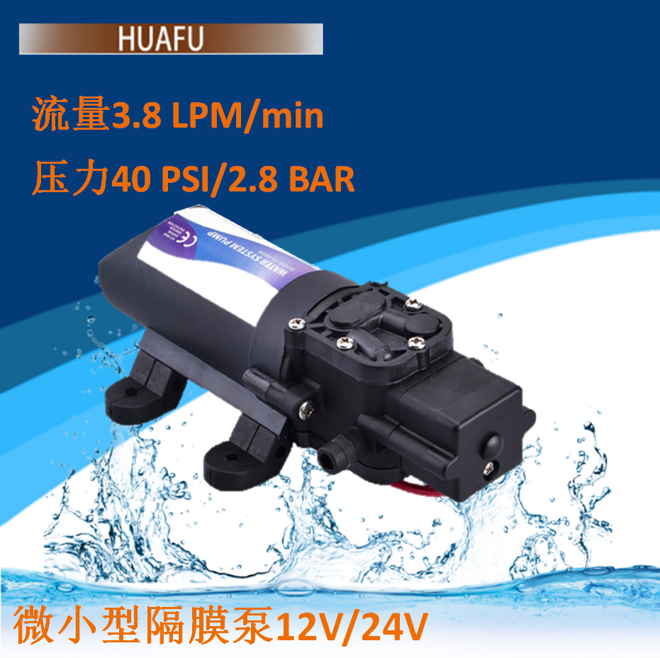 12V24V高压电动洗车泵微型隔膜泵自吸泵自动开关喷雾水泵3.8L/min