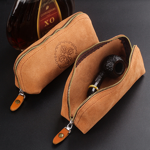 牛皮烟斗包复古手工大容量收纳袋牛皮男士烟具配件简易便携烟斗袋