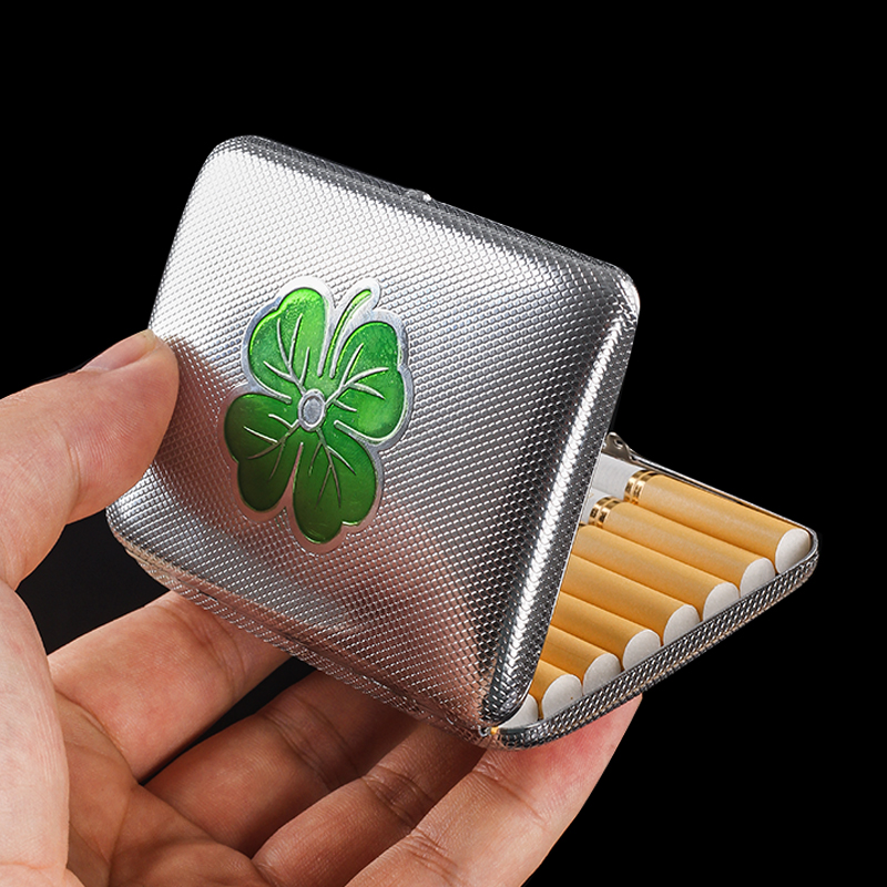 双枪烟盒纯铜幸运四叶草金属