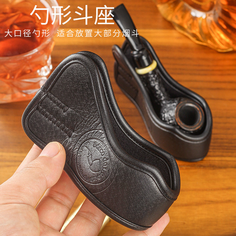 8deco轻便皮革烟斗座单斗位烟斗架斗客收纳展示配件男士便携烟具图片
