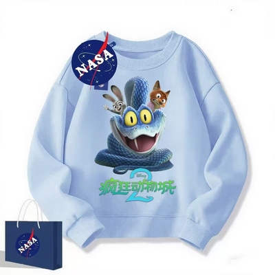 NASA联名疯狂动物城男女儿童卡通卫衣秋冬新款洋气加绒上衣