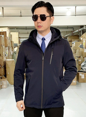 自带U型枕！时尚休闲连帽夹克 秋季新款青年男士夹克衫黑色外套男