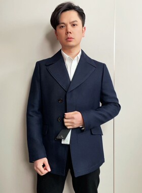 九乾龙羊毛单排扣短款