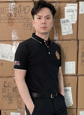 男士翻领刺绣polo衫短袖t恤