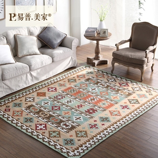 基里姆美式乡村风格地毯卧室客厅家用长方形健康亲肤防滑茶几毯