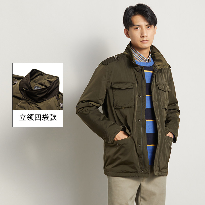 圣大保罗男装秋冬厚款商务休闲棉服男士宽松版立领棉衣间棉外套
