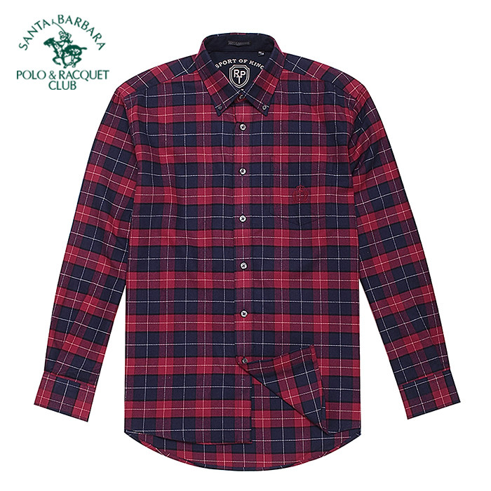 圣大保罗男装春秋冬季长袖厚衬衫棉+羊毛法兰绒宽松休闲男款衬衣