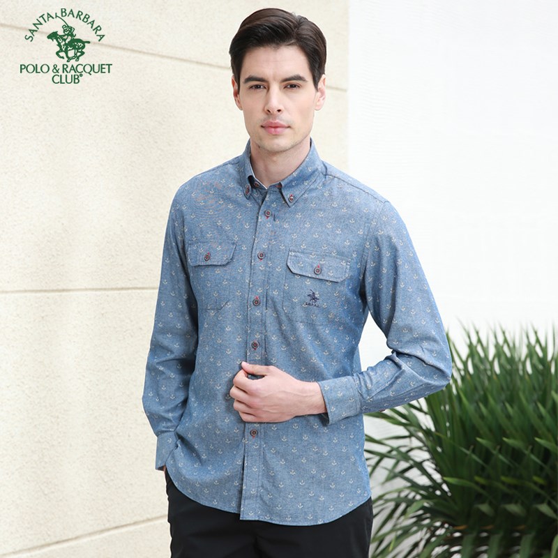 圣大保罗男装春款纯棉印花衬衣