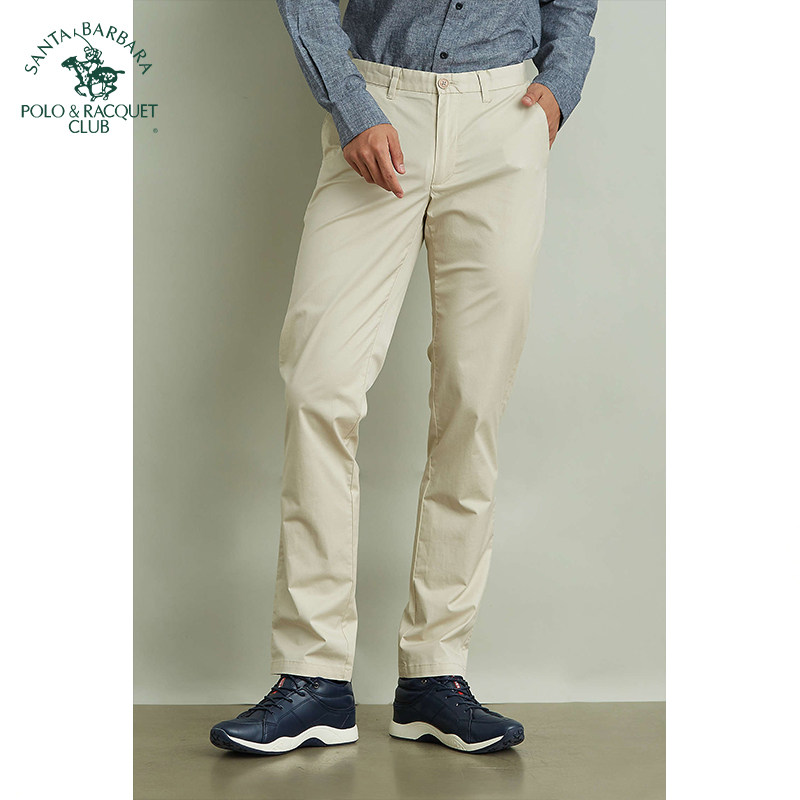 圣大保罗POLO春夏季休闲裤男士裤子商务修身纯棉微弹直筒长裤男款