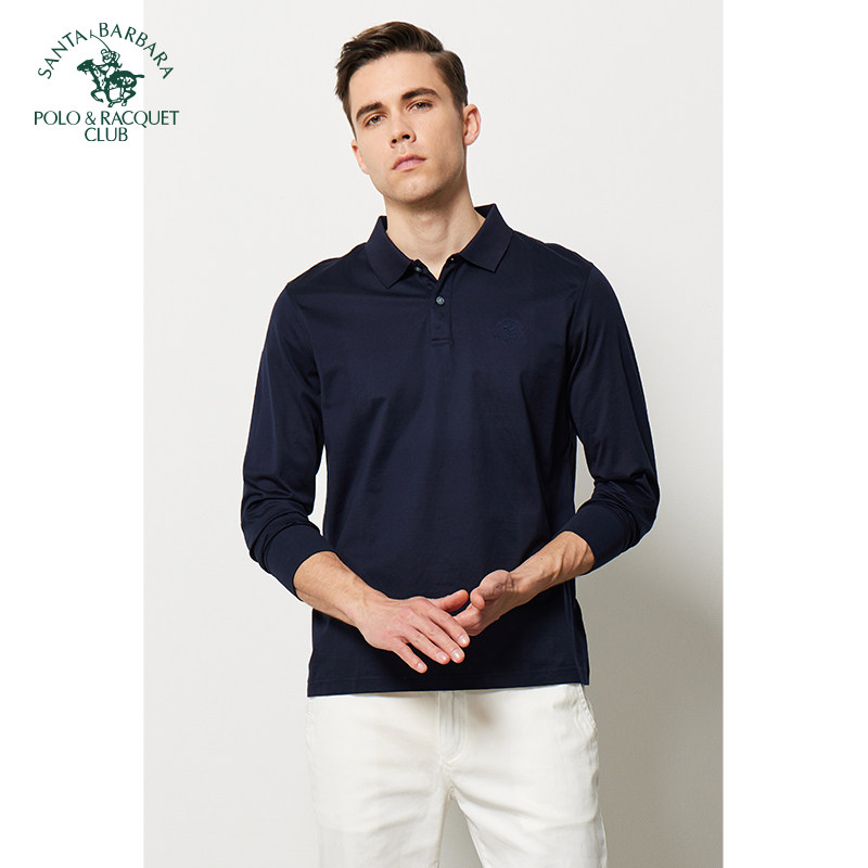 圣大保罗春夏季纯棉男装长袖t恤商务休闲百搭纯色polo衫修身男款