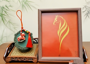 宋锦挂件配饰发夹车挂马上有钱剪纸相框摆台摆件手工制作非遗手工