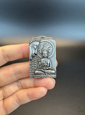 藏式天铁佛牌项链挂坠天铁大日如来本命佛福佛平安扣吊坠挂饰