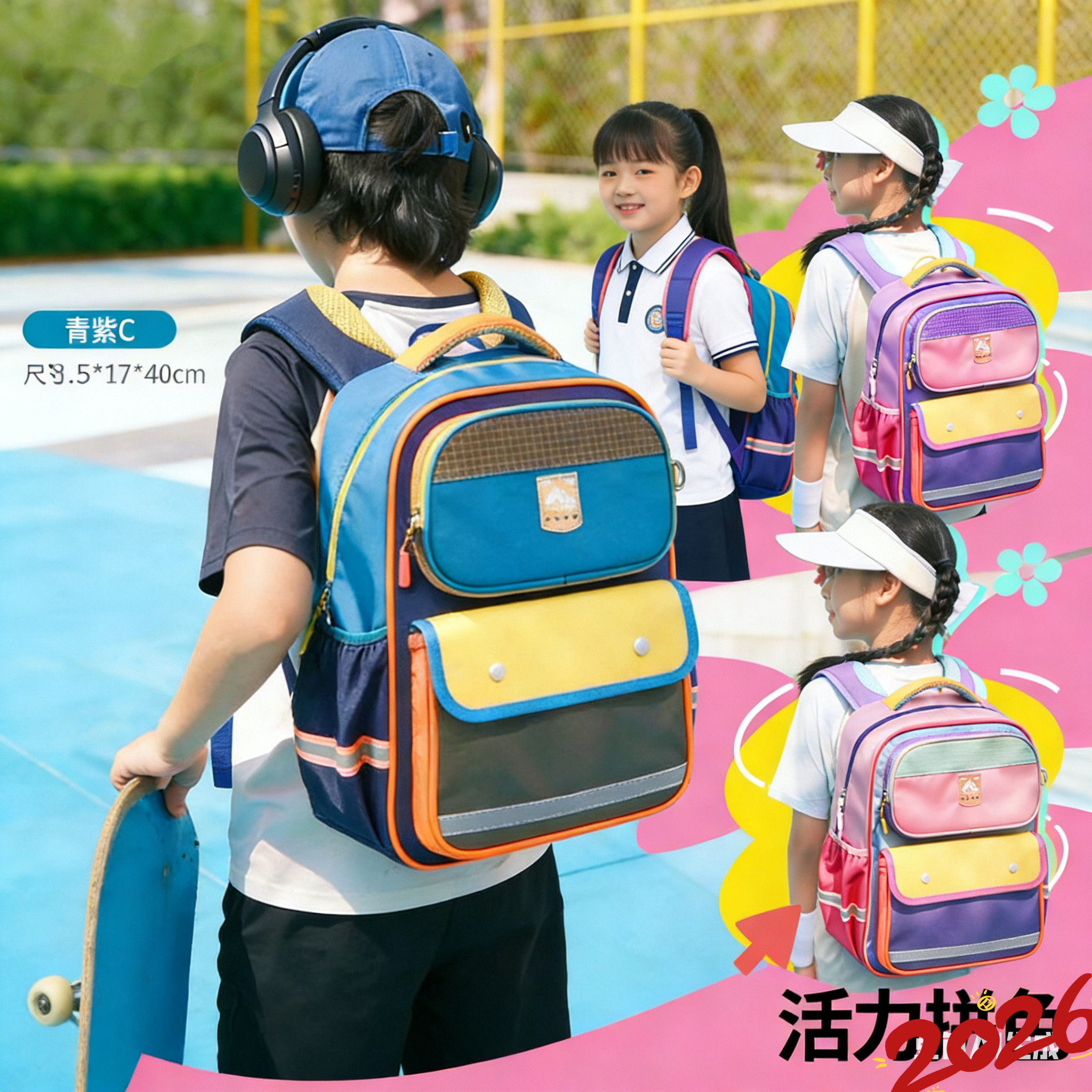 轻便减压小学生书包香港品牌男女孩儿童护脊书包1-3-6年级双肩包