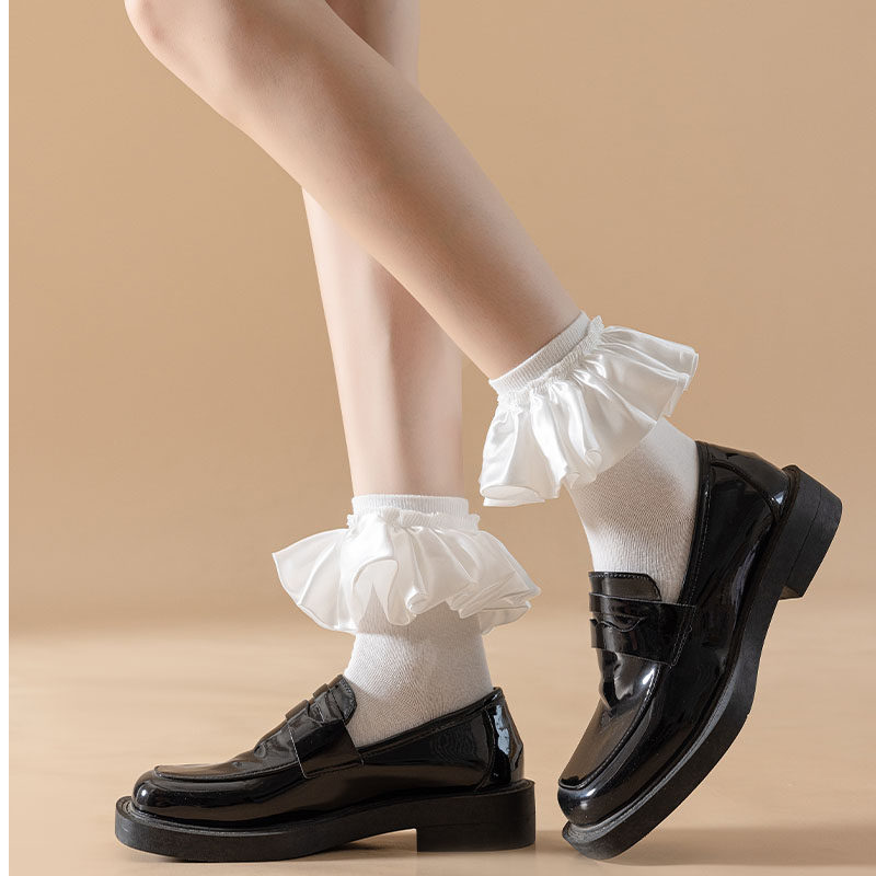 简约白色蕾丝花边袜子日系JK甜美中筒袜春秋季学院风lolita公主袜,女士内衣/男士内衣/家居服,中筒袜,淘宝优惠券,粉丝福利购,淘宝优惠卷