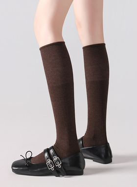 日系白色芭蕾风小腿袜软糯舒适无骨羊毛长筒袜配小皮鞋高帮堆堆袜