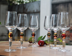 北欧 手工描金珠水晶玻璃红酒杯葡萄酒杯香槟杯高脚杯酒具