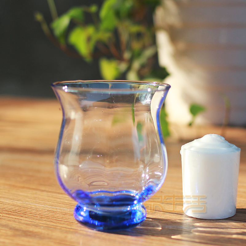 北欧经典收腰橘黄水晶玻璃烛台蜡台小橘灯送柱蜡烛小花瓶