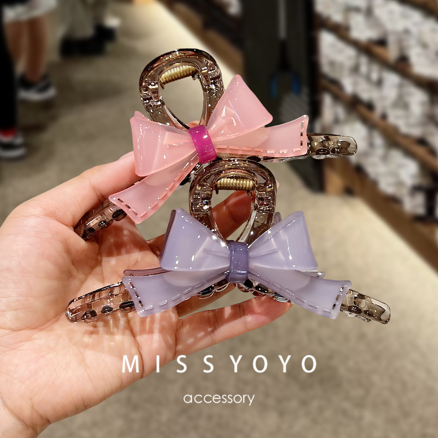 东大门爆款~韩国甜美蝴蝶结头发抓夹 高级感发夹鲨鱼夹后脑勺大号