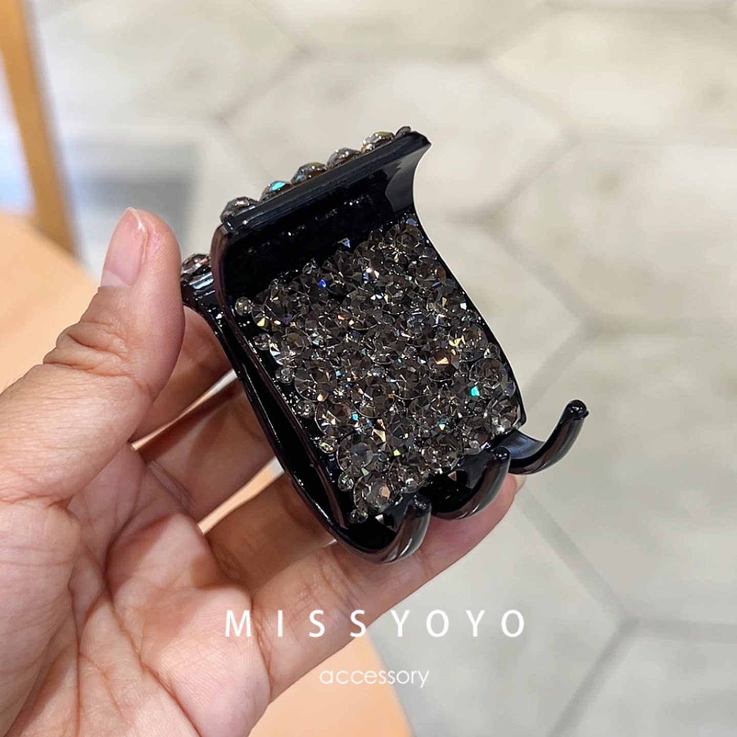 精致重工满钻轻奢高马尾发夹抓夹女高端竖夹后脑勺盘发抓头饰发卡图片