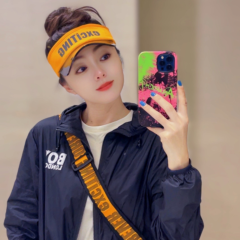 exciTING激动派新品运动空顶帽PVC遮阳男女网球防晒帽马拉松跑步