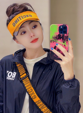 exciTING激动派新品运动空顶帽PVC遮阳男女网球防晒帽马拉松跑步