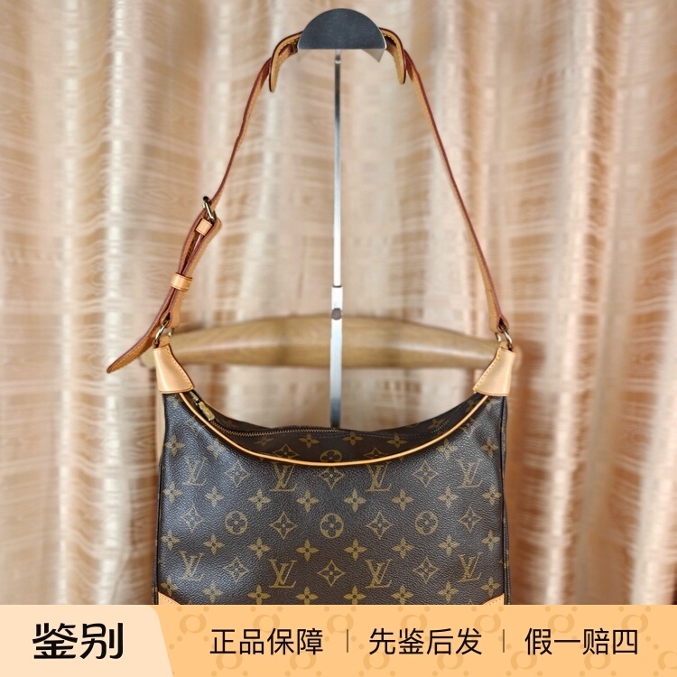 精品白皮全原装 vintage中古LV老花小号牛角包单肩斜挎包30*28*9