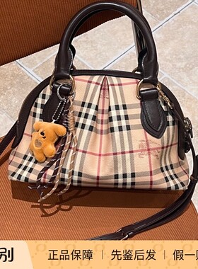 96新 Burberry战马贝壳手提包五金微掉色送肩带斜挎四角微磨30*20
