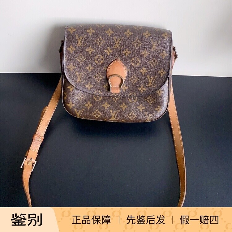 特价全原皮成色好中古Lv老花马蹄扣马鞍包单肩斜挎包大号24*21*6