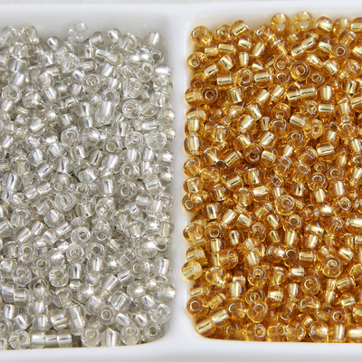 金银色灌银玻璃米珠2/3/4mm隔珠珠子diy串珠材料散珠手链饰品配件